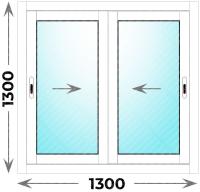 Окно алюминиевое 1300x1300 двухстворчатое раздвижное Provedal
