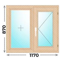 Деревянное окно двухстворчатое 1170x870