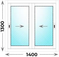 Окно алюминиевое 1400x1300 двухстворчатое раздвижное Provedal