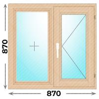 Деревянное окно двухстворчатое 870x870