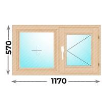 Деревянное окно двухстворчатое 1170х570