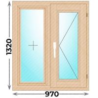 Деревянное окно двухстворчатое 970x1320