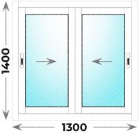 Окно алюминиевое 1300x1400 двухстворчатое раздвижное Provedal