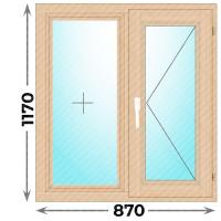 Деревянное окно двухстворчатое 870x1170