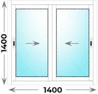Окно алюминиевое 1400x1400 двухстворчатое раздвижное Provedal