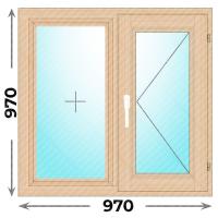 Деревянное окно двухстворчатое 970х970